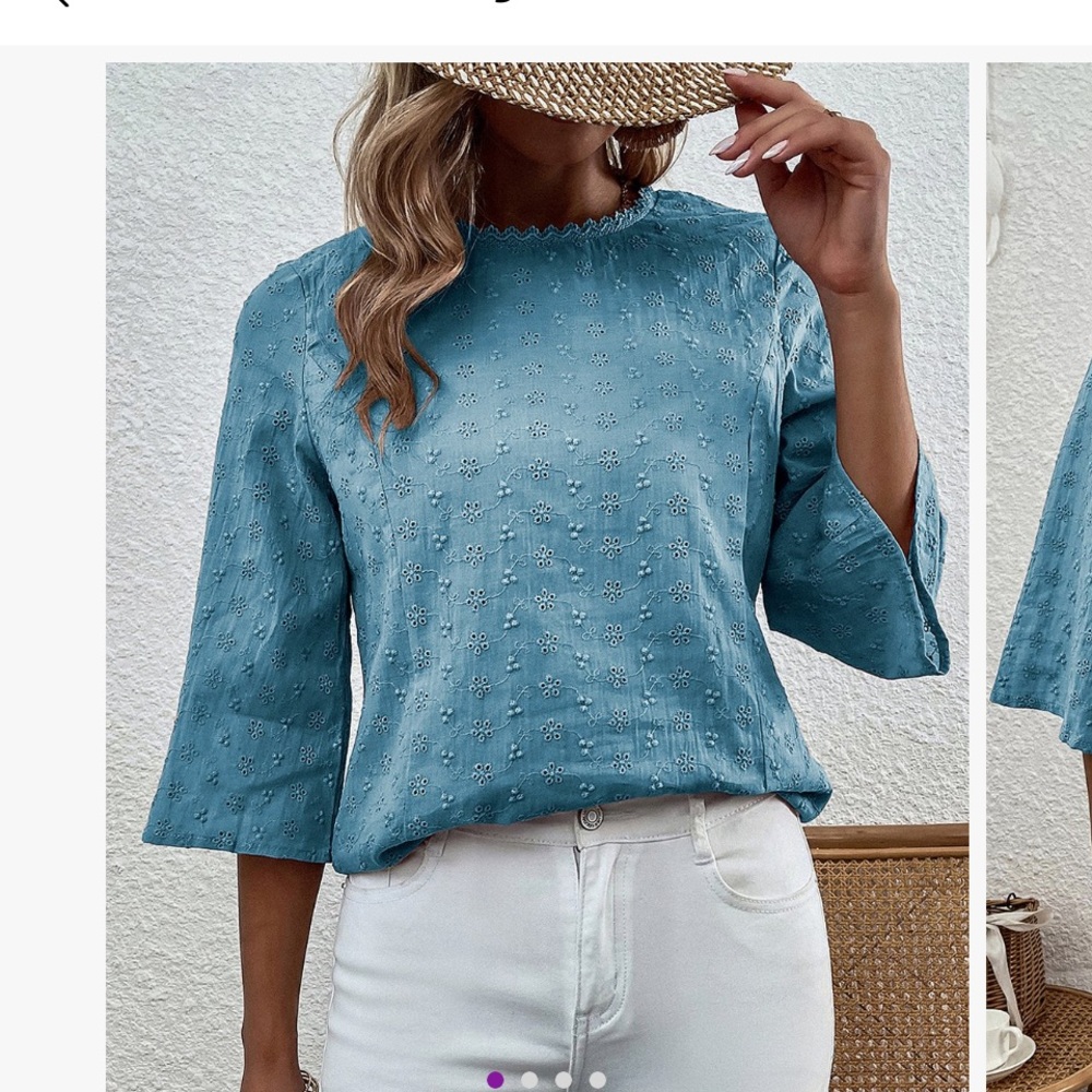 NWT Blue, eyelet, 3/4 sleeve top